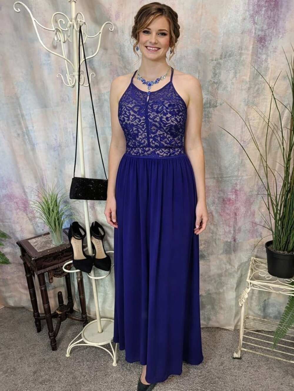 candalite blue dress Cobalt Lace Fitted Bodice Prom - Bride… Black Tulle Srapless Dress long fitted maternity gown with ruffles Sleeveless Lace Overlay Dress Size:XL/ US 12
